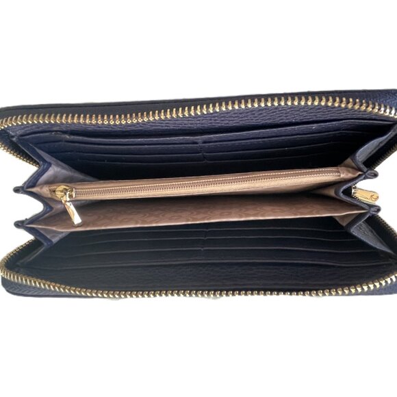 Zip Around Clutch/Wallet Navy with Gold Studs - Picture 3 of 3